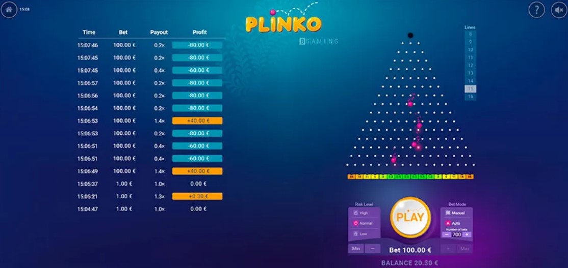 1Win Plinko